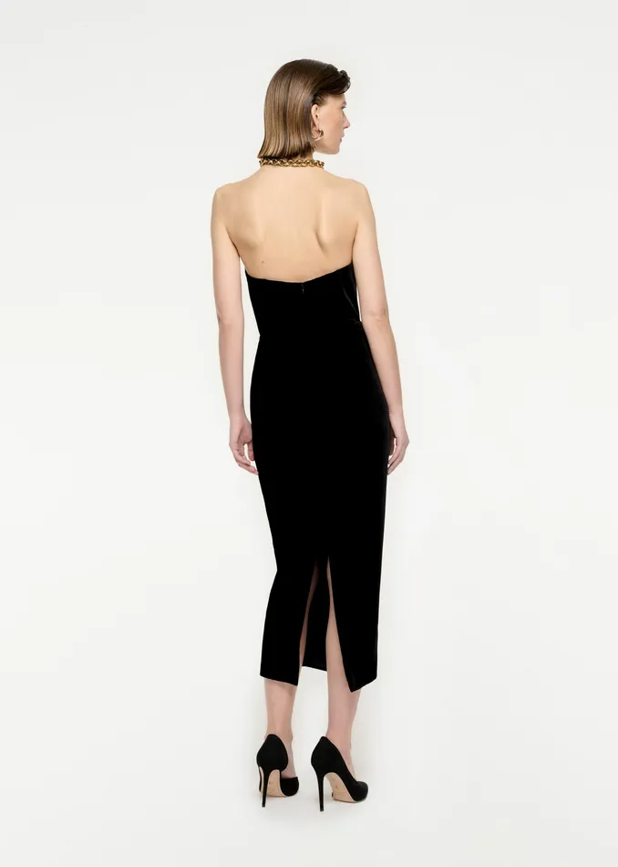 Women Roland Mouret Clothing Strapless Velvet Midi Dress
