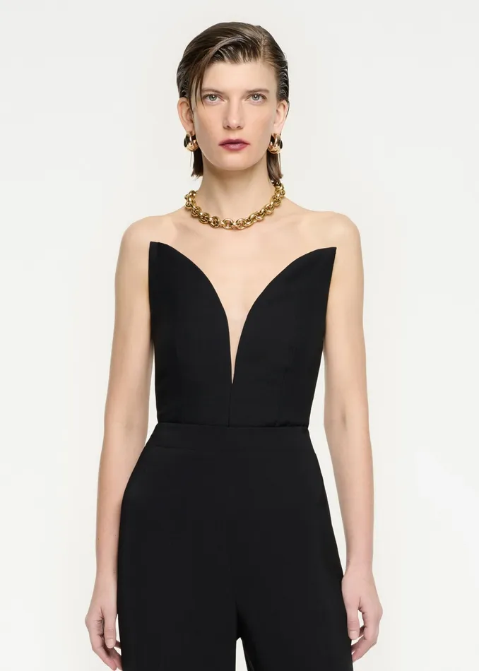 Women Roland Mouret Clothing Strapless Wool Silk Top