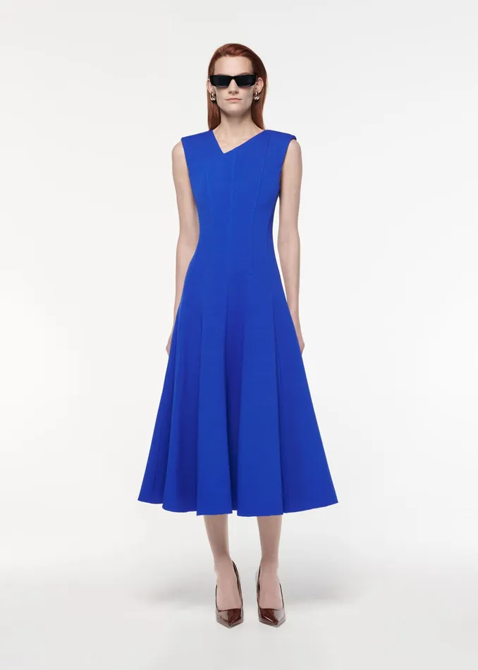 Women Roland Mouret Clothing Stretch Wool Silk Midi Dress