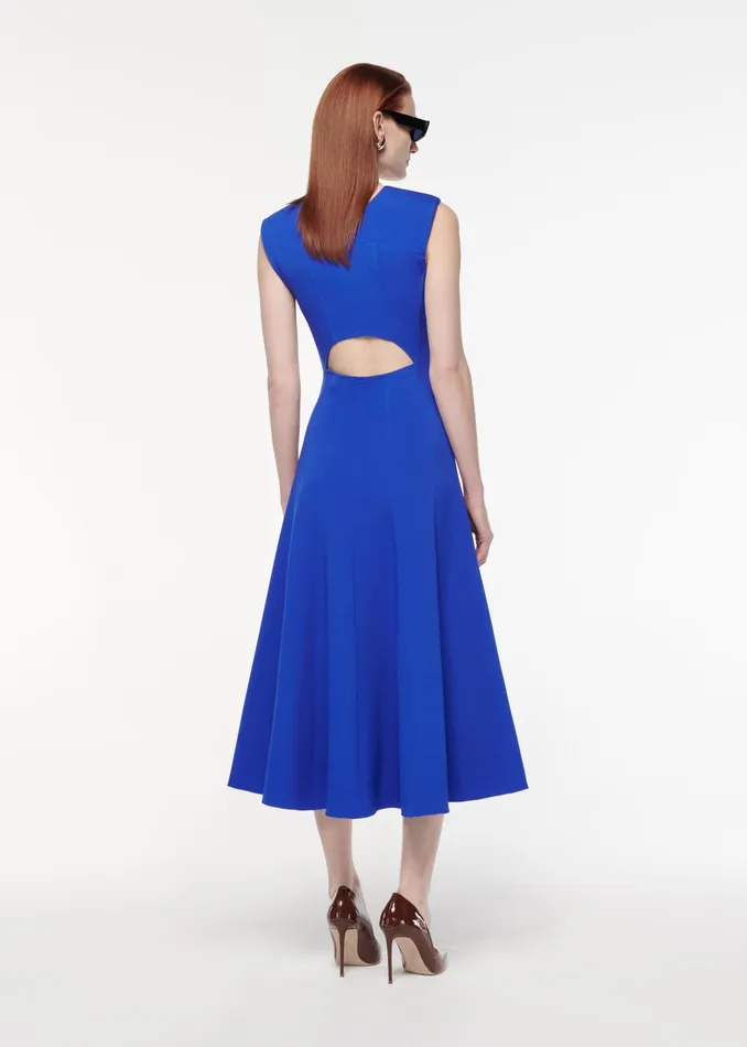 Women Roland Mouret Clothing Stretch Wool Silk Midi Dress