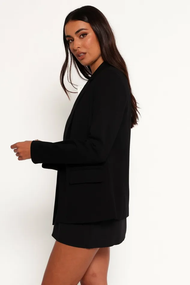 Women Ronny Open Front Knit Blazer Black Blazers Petal and Pup