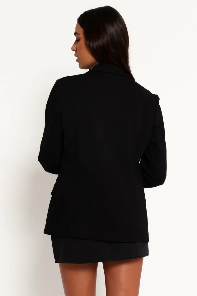 Women Ronny Open Front Knit Blazer Black Blazers Petal and Pup