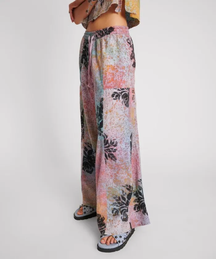 Women ROSE TATTOO HAND PAINTED FLORAL PALAZZO PANTS One Teaspoon Bottoms