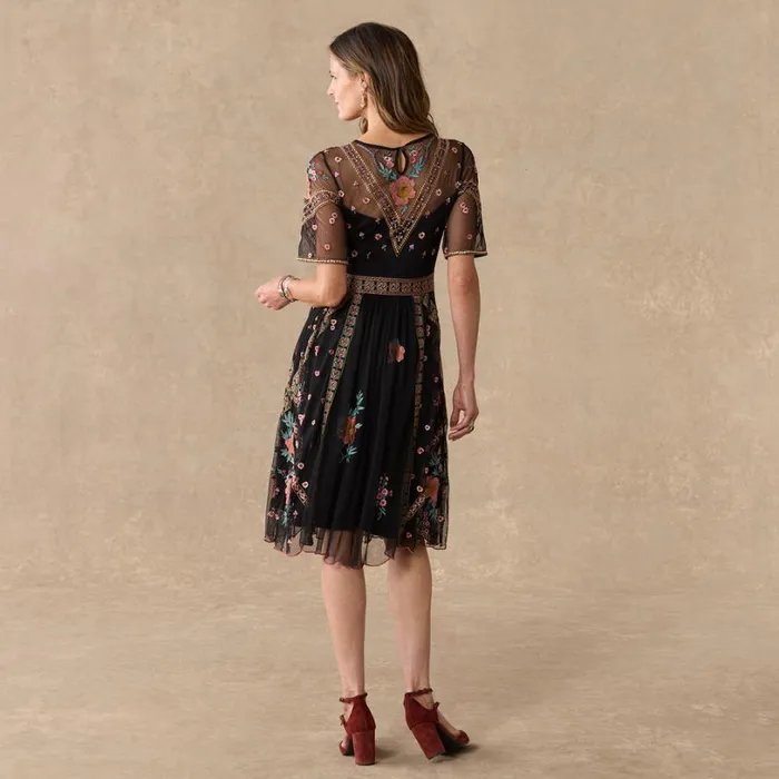 Women Roxanna Mesh Dress Onyx Sundance Catalog Dresses and Jumpsuits