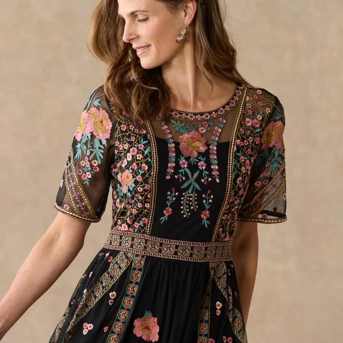 Women Roxanna Mesh Dress Onyx Sundance Catalog Dresses and Jumpsuits