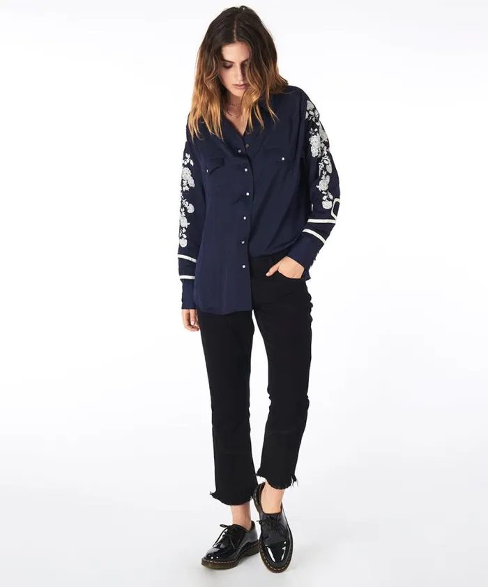 Women SAN CERENA SHIRT BLUE One Teaspoon Shirts Women SAN CERENA SHIRT BLUE One Teaspoon Shirts