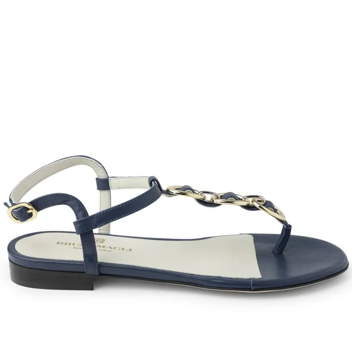 Women Sandals and Slides Bruno Magli Marina Leather Embellished Thong Sandal 8211 Navy