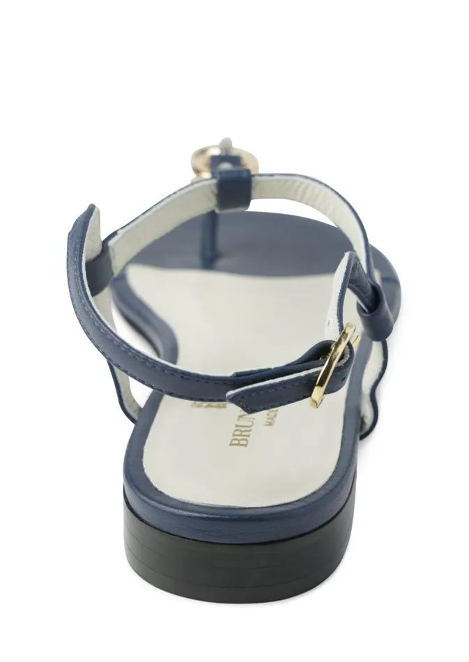 Women Sandals and Slides Bruno Magli Marina Leather Embellished Thong Sandal 8211 Navy