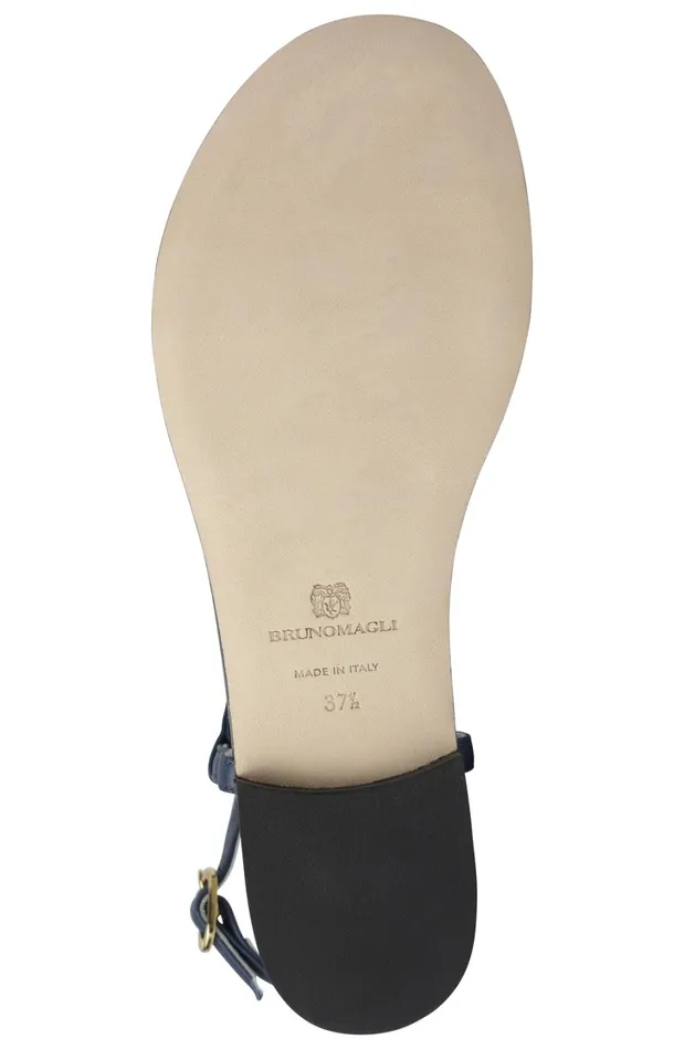Women Sandals and Slides Bruno Magli Marina Leather Embellished Thong Sandal 8211 Navy
