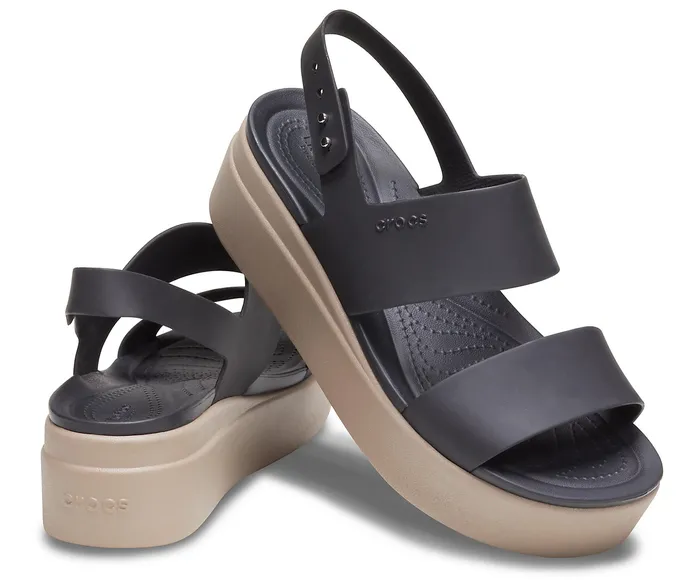 Women Sandals Crocs Crocs Brooklyn Low Wedge Black Mushroom