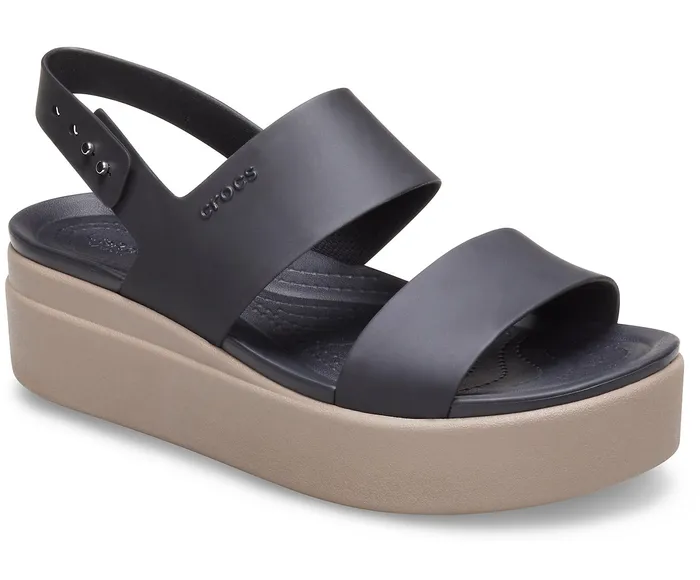 Women Sandals Crocs Crocs Brooklyn Low Wedge Black Mushroom