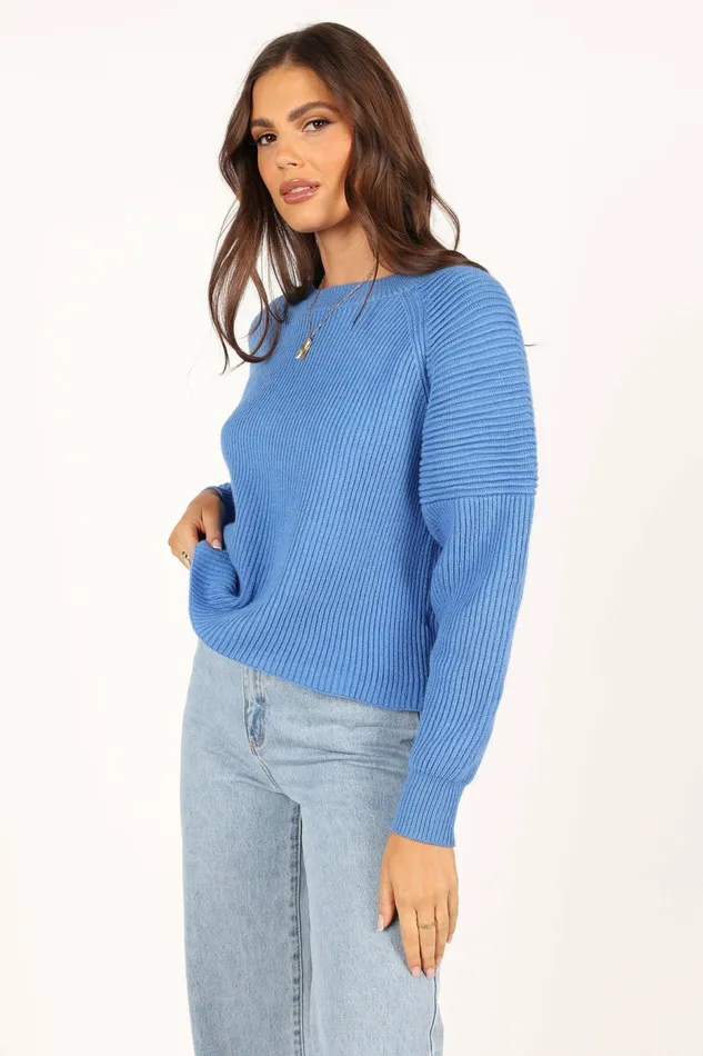 Women Sarah Knit Sweater Galactic Blue Sweaters Petal and Pup