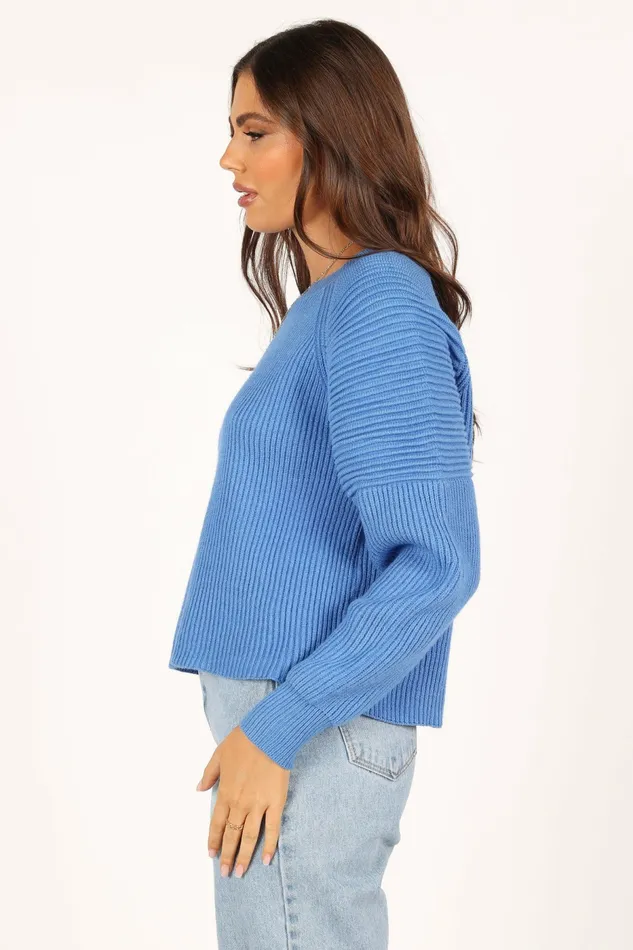 Women Sarah Knit Sweater Galactic Blue Sweaters Petal and Pup