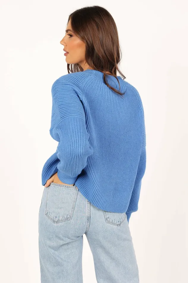 Women Sarah Knit Sweater Galactic Blue Sweaters Petal and Pup