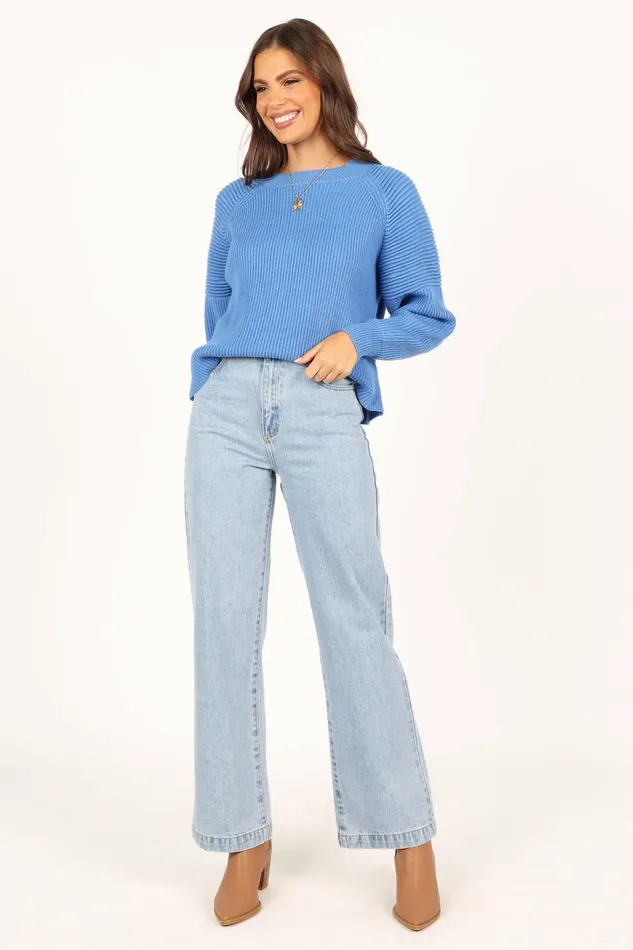 Women Sarah Knit Sweater Galactic Blue Sweaters Petal and Pup