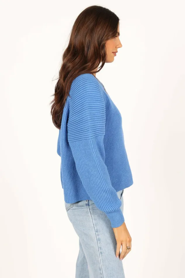 Women Sarah Knit Sweater Galactic Blue Sweaters Petal and Pup