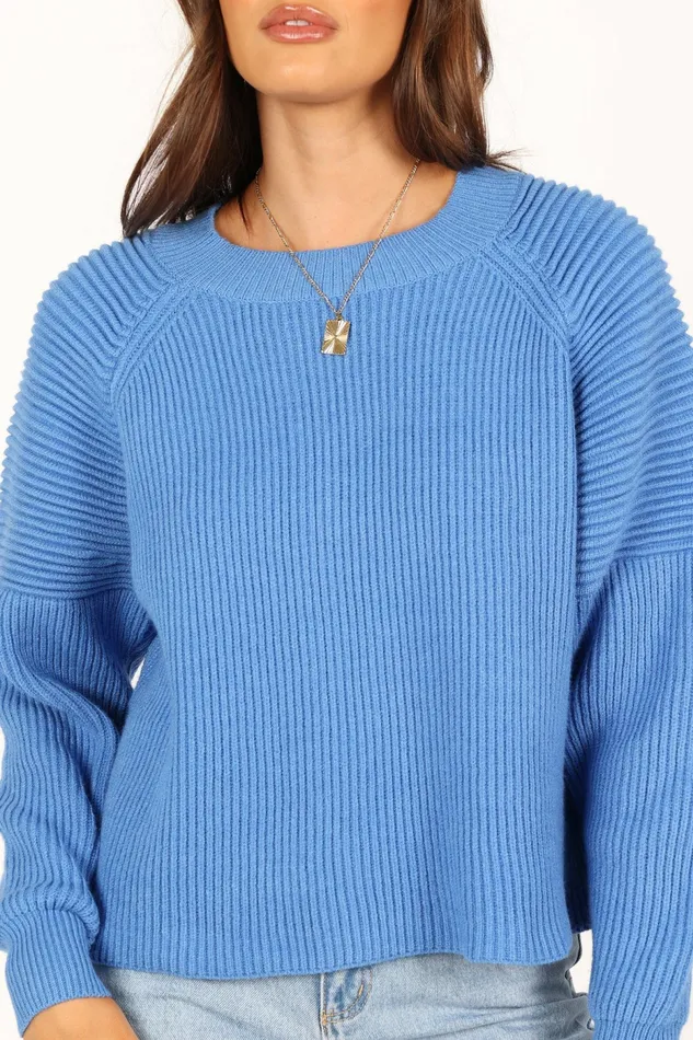Women Sarah Knit Sweater Galactic Blue Sweaters Petal and Pup