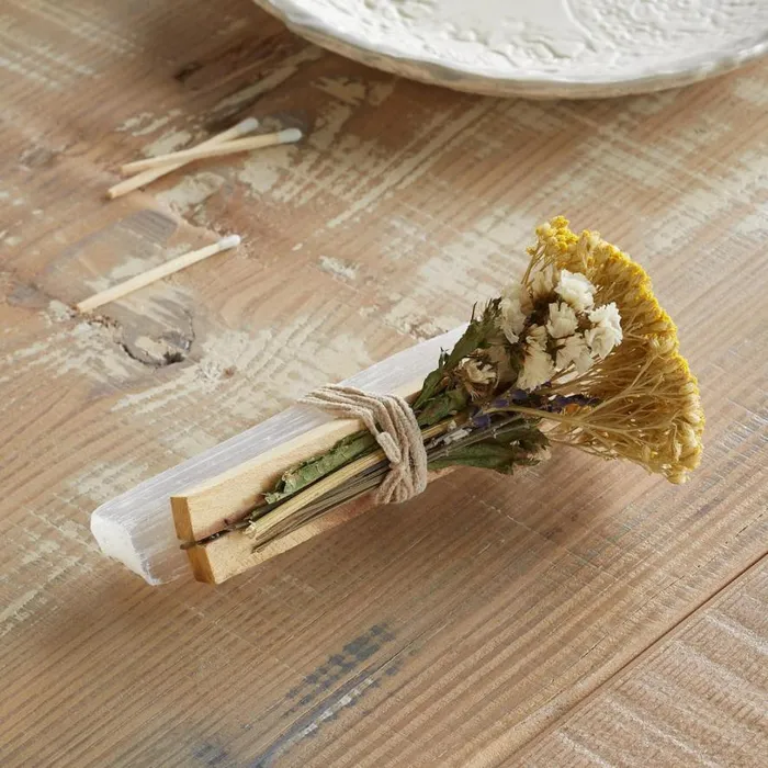 Women Selenite and Palo Santo Smudge Stick Sundance Catalog Decor