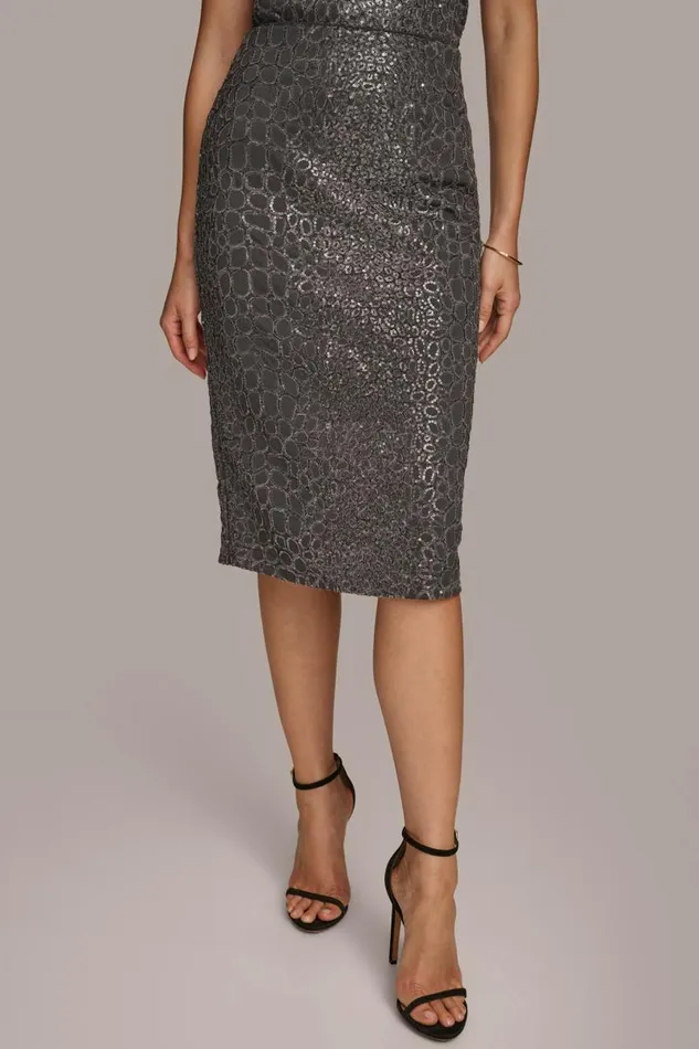 Women SEQUIN EMBELIISHED SKIRT Iron Donna Karan New York Skirts