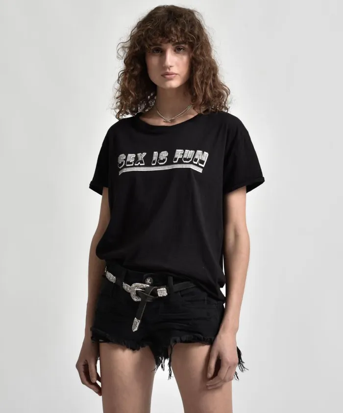 Women SEX IS FUN TEE BLACK One Teaspoon Graphic Tees