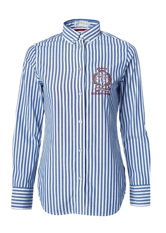 Women Shirts and Blouses Holland Cooper Classic Button Down Shirt Navy Stripe Women Shirts and Blouses Holland Cooper Classic Button Down Shirt Navy Stripe