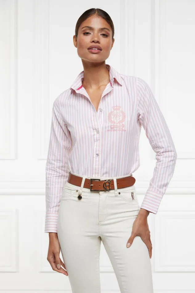 Women Shirts and Blouses Holland Cooper Classic Button Down Shirt Pink Stripe