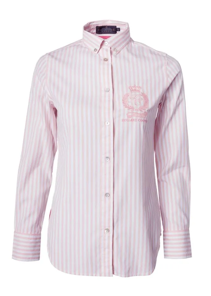 Women Shirts and Blouses Holland Cooper Classic Button Down Shirt Pink Stripe Women Shirts and Blouses Holland Cooper Classic Button Down Shirt Pink Stripe