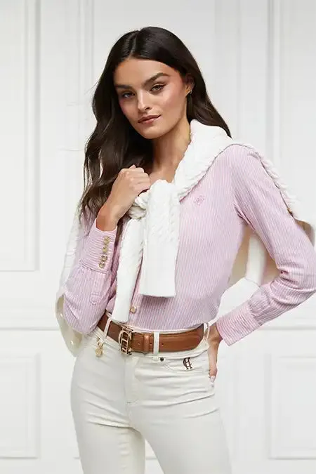 Women Shirts and Blouses Holland Cooper Classic VNeck Blouse Pink Stripe Women Shirts and Blouses Holland Cooper Classic VNeck Blouse Pink Stripe