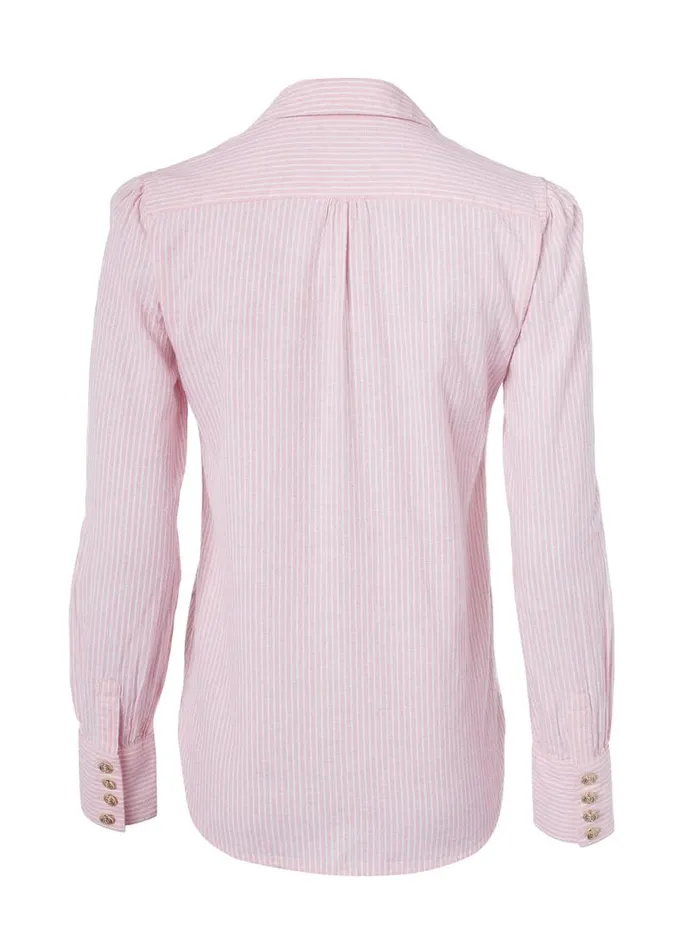 Women Shirts and Blouses Holland Cooper Classic VNeck Blouse Pink Stripe Women Shirts and Blouses Holland Cooper Classic VNeck Blouse Pink Stripe