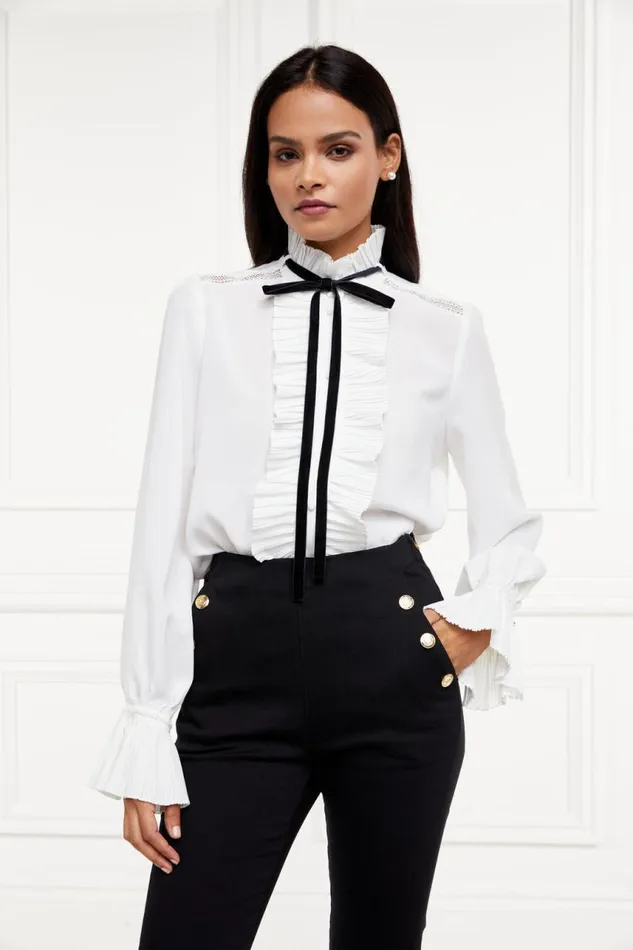 Women Shirts and Blouses Holland Cooper Olivia Tie Shirt White