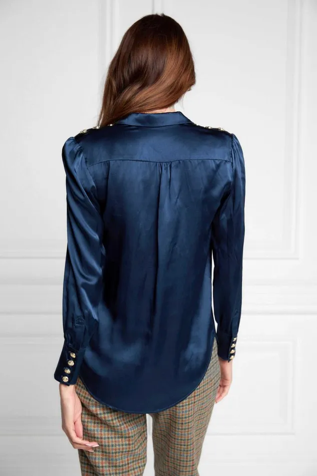 Women Shirts and Blouses Holland Cooper Silk VNeck Blouse Petrol Blue Women Shirts and Blouses Holland Cooper Silk VNeck Blouse Petrol Blue