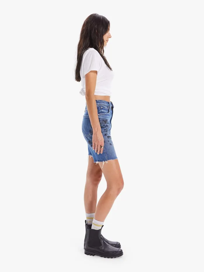 Women Shorts Mother Denim High Waisted Smokin039 Short Fray Blue