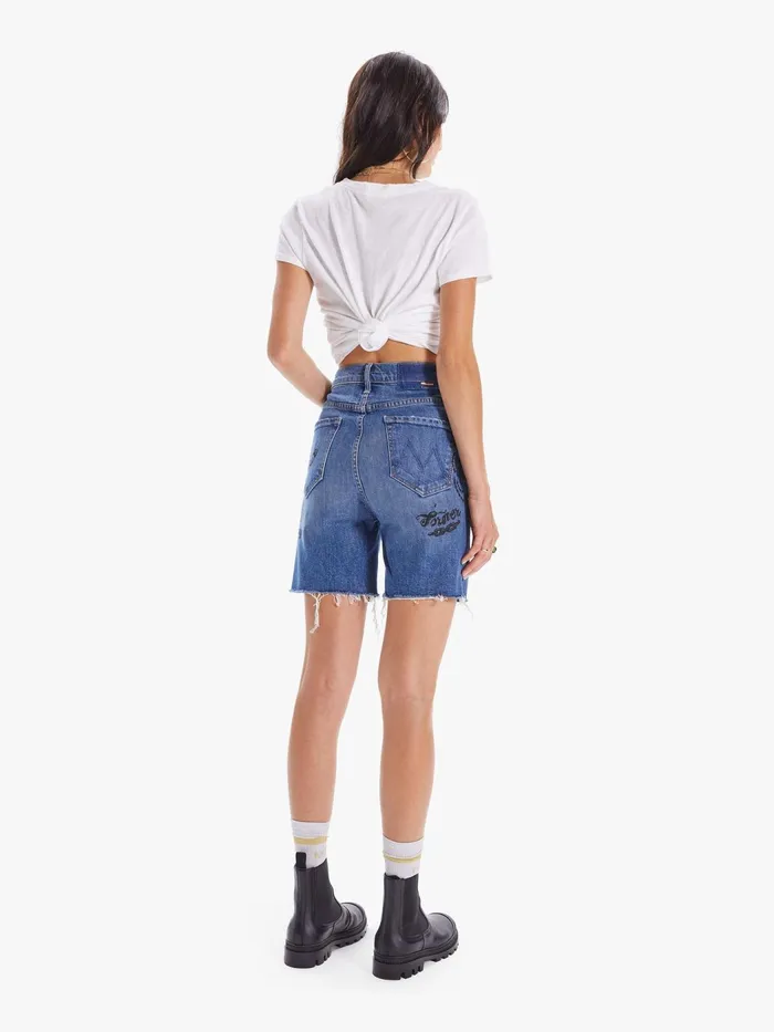 Women Shorts Mother Denim High Waisted Smokin039 Short Fray Blue