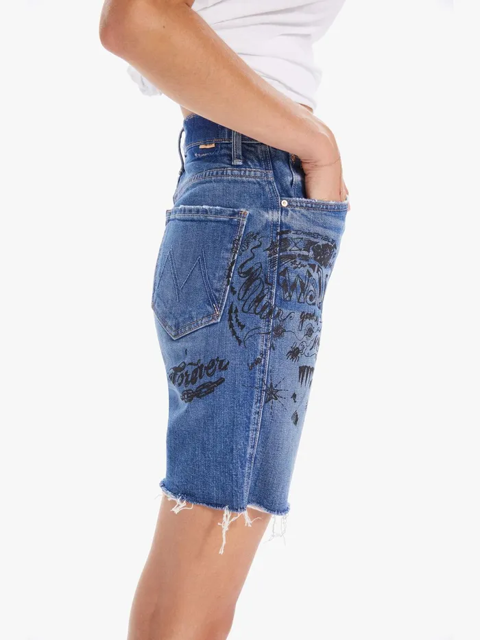 Women Shorts Mother Denim High Waisted Smokin039 Short Fray Blue
