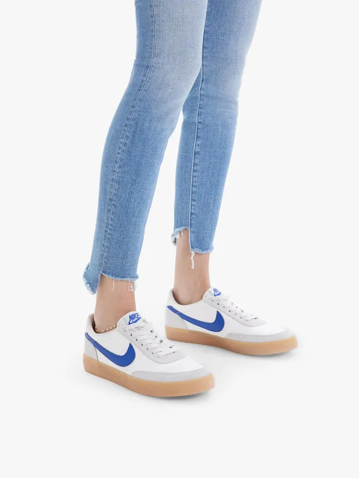 Women Skinny Mother Denim The Looker Two Step Ankle Fray Lightpastel Blue