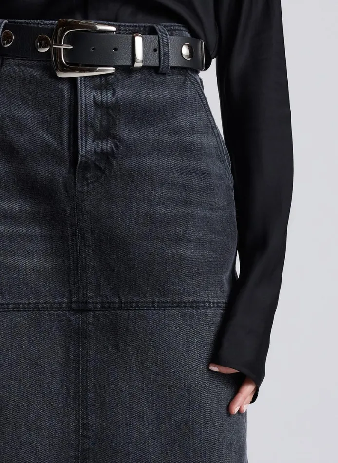 Women Skirts ALC Hunter Denim Maxi Skirt Washed Black