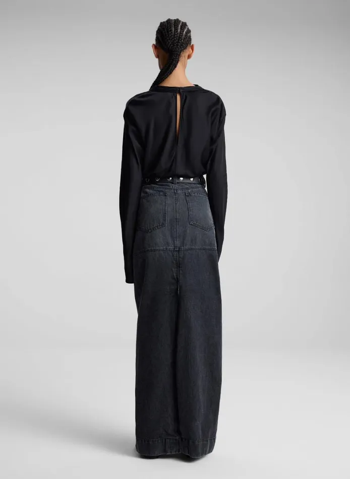 Women Skirts ALC Hunter Denim Maxi Skirt Washed Black