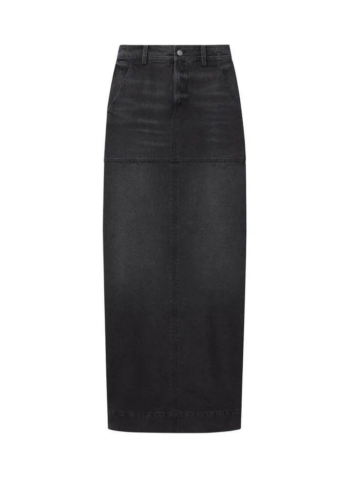 Women Skirts ALC Hunter Denim Maxi Skirt Washed Black