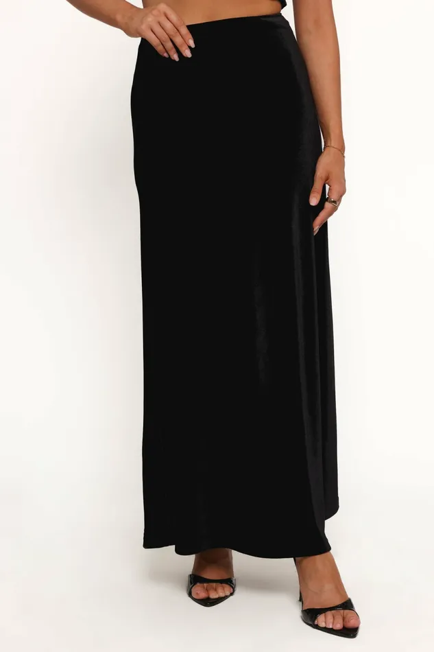 Women Skirts Petal and Pup Suri Velvet Maxi Skirt Black