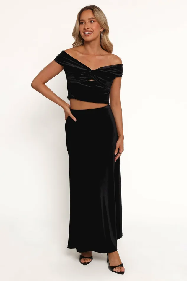 Women Skirts Petal and Pup Suri Velvet Maxi Skirt Black