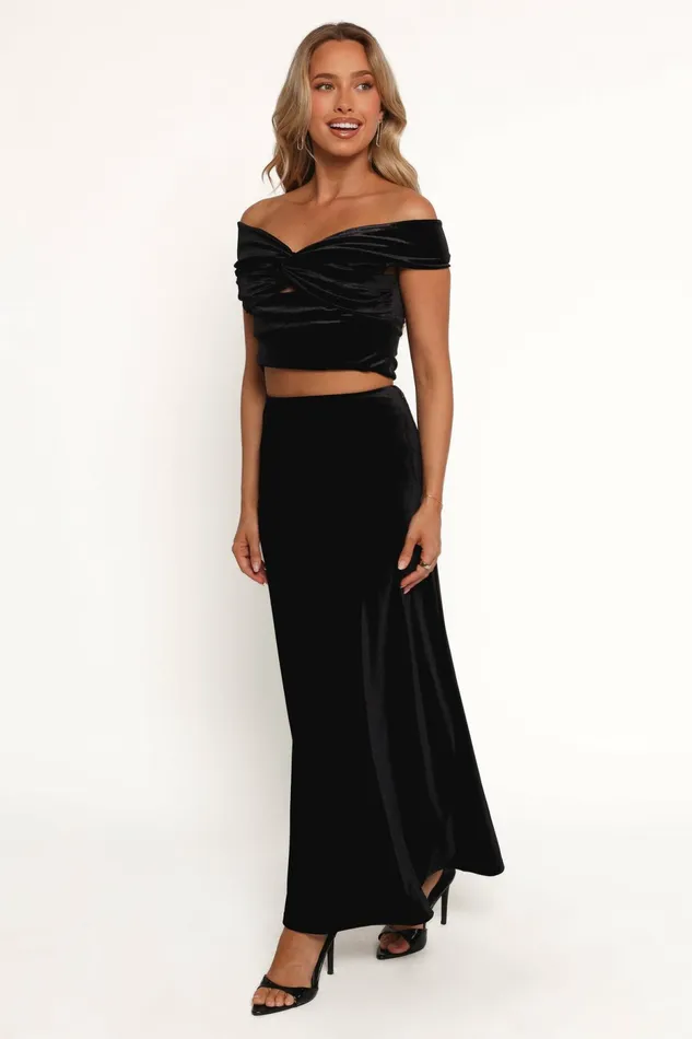 Women Skirts Petal and Pup Suri Velvet Maxi Skirt Black