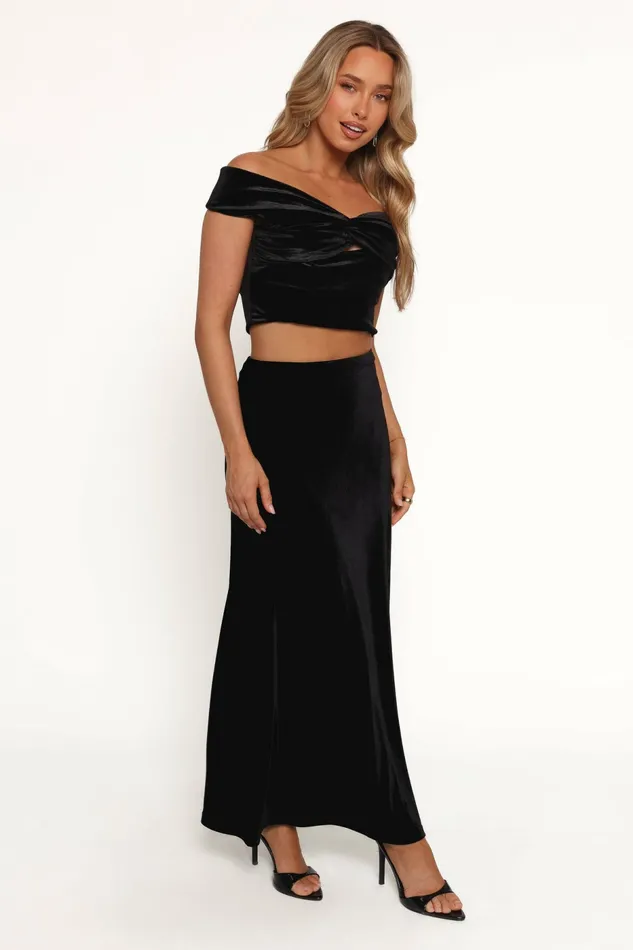 Women Skirts Petal and Pup Suri Velvet Maxi Skirt Black