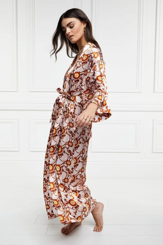 Women Sleepwear Holland Cooper Silk Full Length Dressing Gown Blush