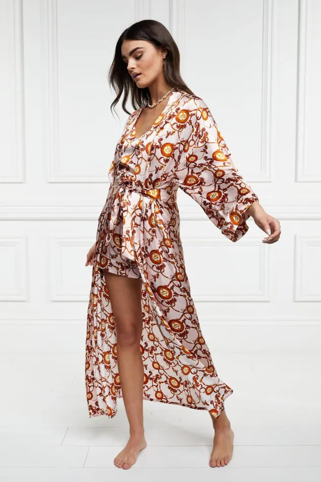 Women Sleepwear Holland Cooper Silk Full Length Dressing Gown Blush