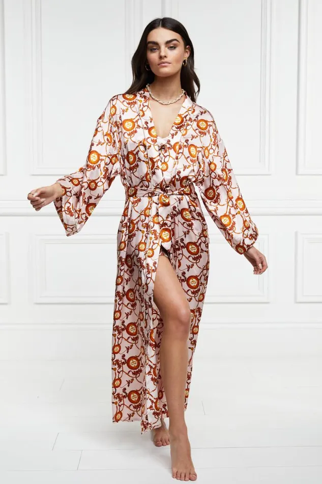 Women Sleepwear Holland Cooper Silk Full Length Dressing Gown Blush