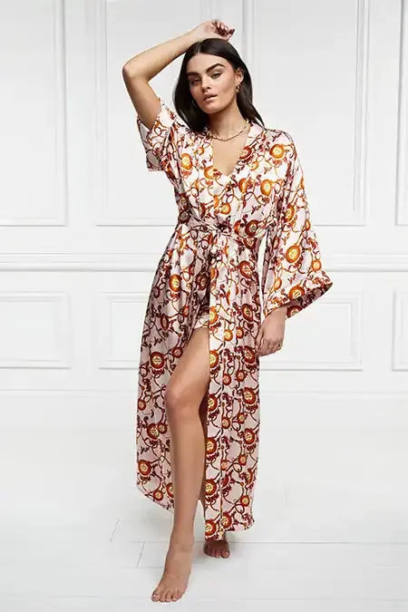 Women Sleepwear Holland Cooper Silk Full Length Dressing Gown Blush