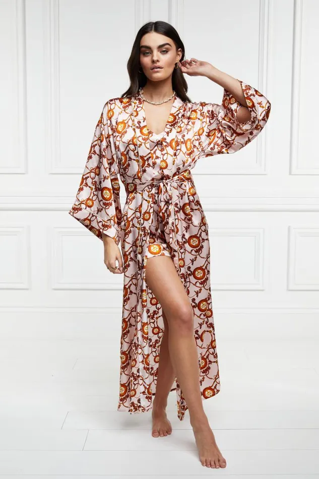 Women Sleepwear Holland Cooper Silk Full Length Dressing Gown Blush