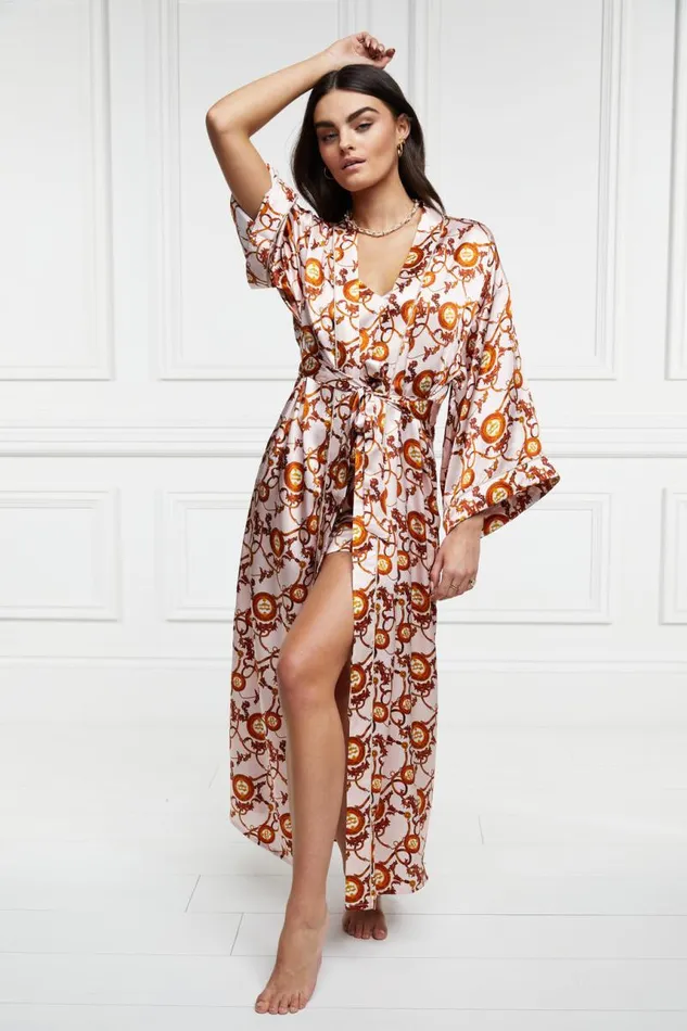 Women Sleepwear Holland Cooper Silk Full Length Dressing Gown Blush