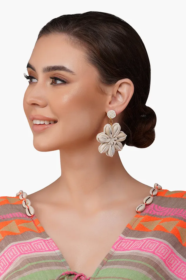 Women Small Accessories America and Beyond Floral Shells Beaded Earrings