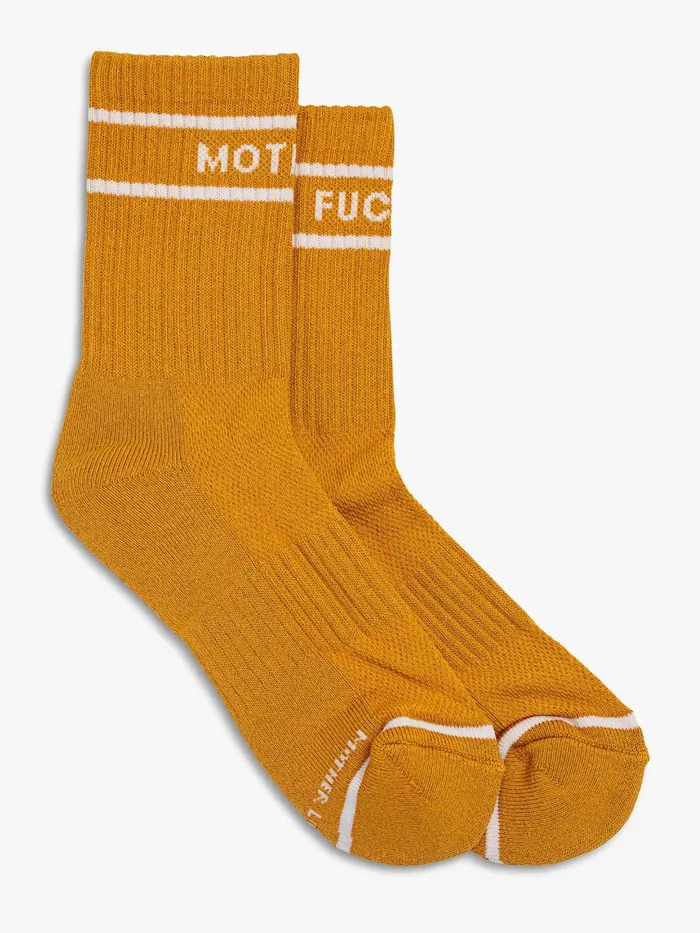 Women SocksLaces Mother Denim Baby Steps Yellow